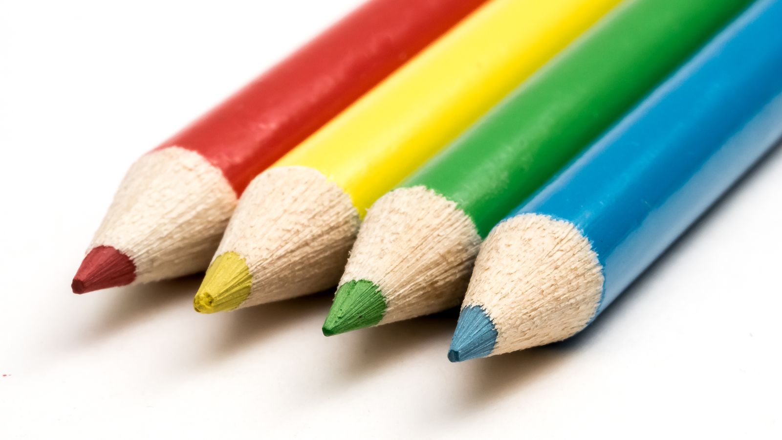 Four sharpened colouring pencils in red, yellow, green and blue, birthday gifts for 4 year olds UK