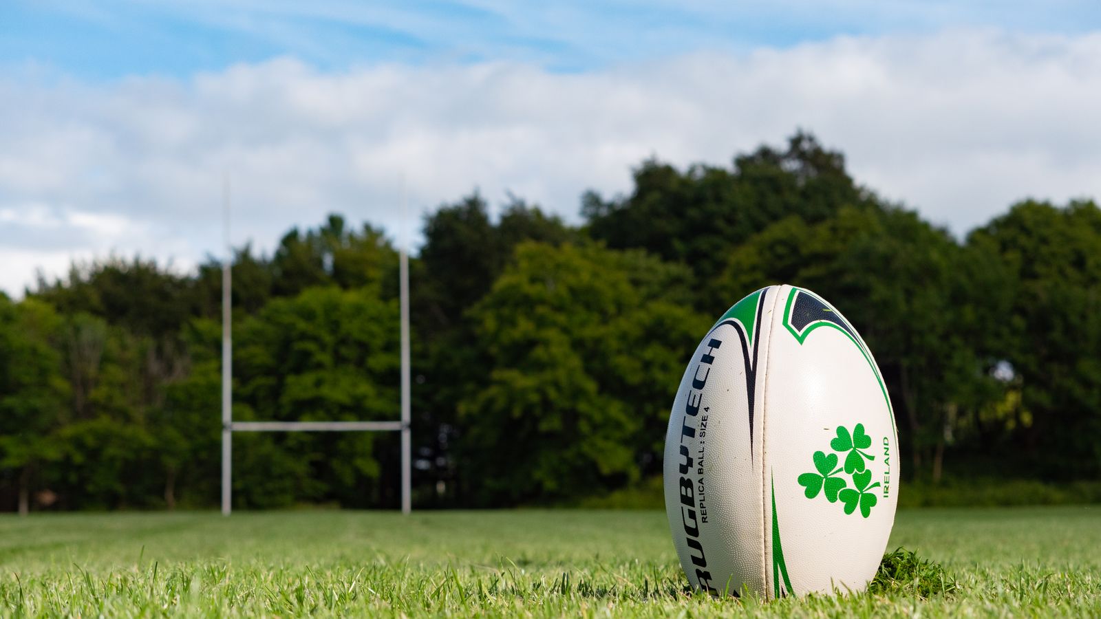 Rugby ball resting on a grass pitch — birthday gifts for nephew UK